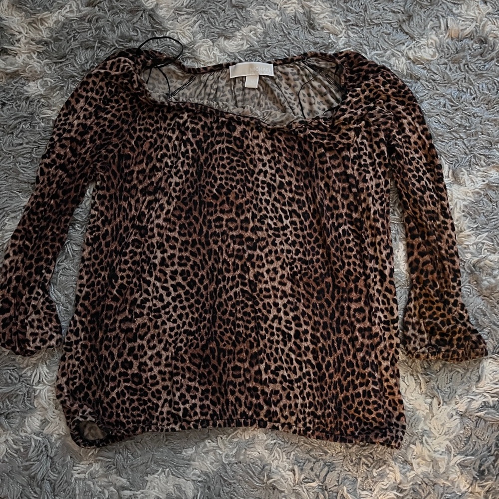 Michael Kors leopard long sleeve blouse. Size medium